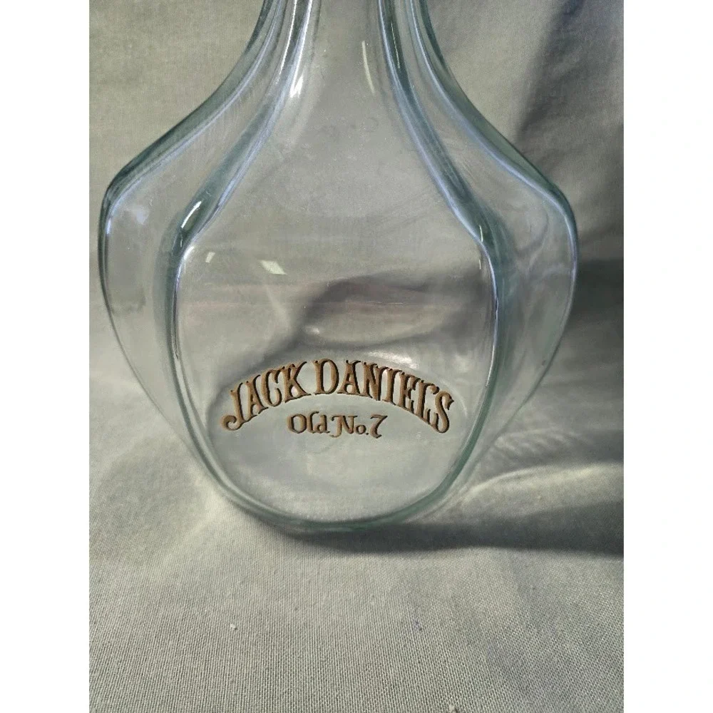 JACK DANIELS Old No 7 Whiskey Decanter Bottle Stopper Clear Glass Vintage 13in